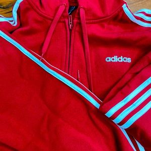 Mens Adidas Red Zip up Hoodie 2XL